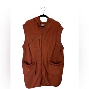 FP Movement Snap Shot Orange Multi Zippered Pocket Hooded Vest Size M